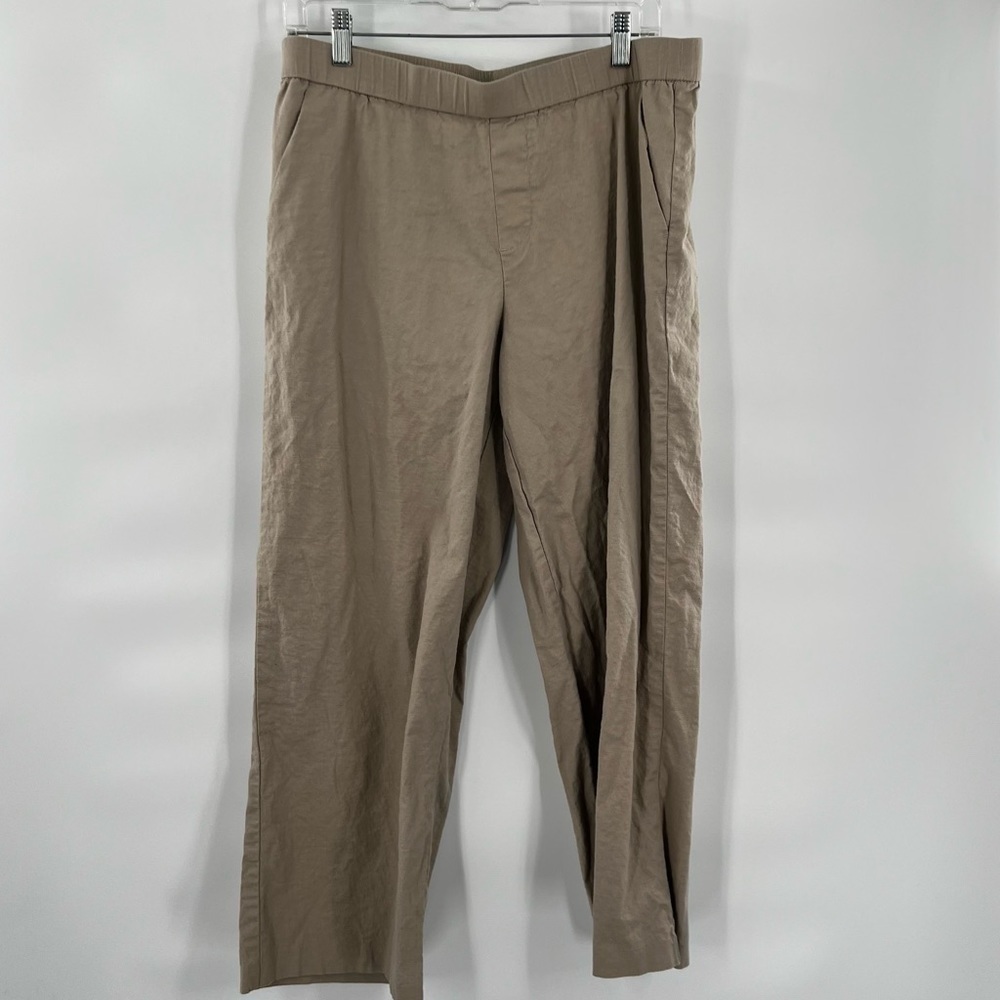 H by Halston linen blend brown pants trousers size 12P